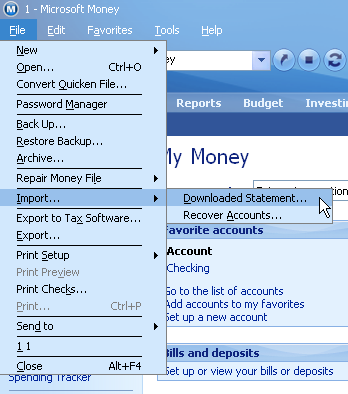 import an OFX/QFX/QBO file into MS Money