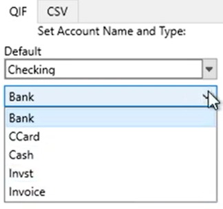 Bank2QIF Step 6: Account type