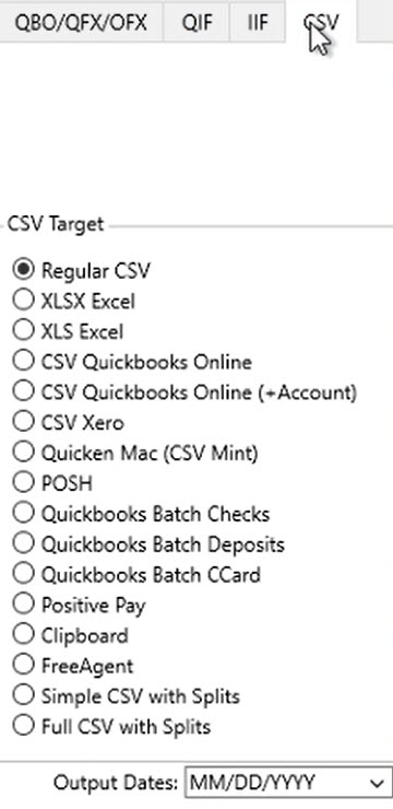 How to convert OFX QFX QBO files Step 2: choose format