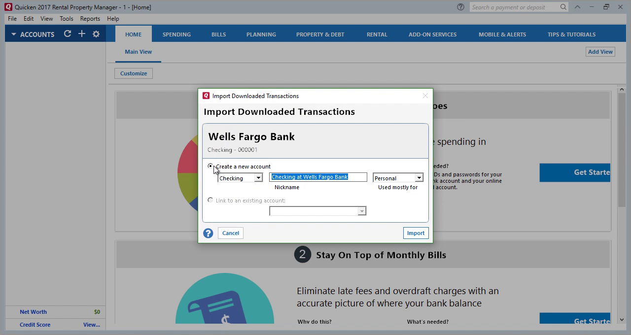 How to convert OFX to QFX (Web Connect) and import into Quicken Step 6: import downloaded transactions, create