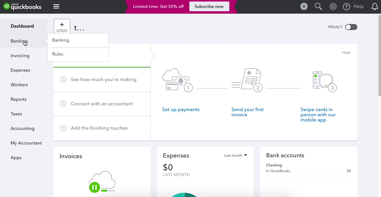 click Banking in Quickbooks