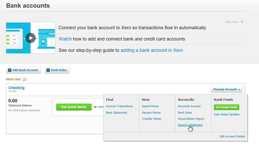 Step 3: Manage Account in Xero