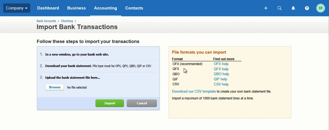 CSV2OFX Windows Step 15: import bank transactions in Xero