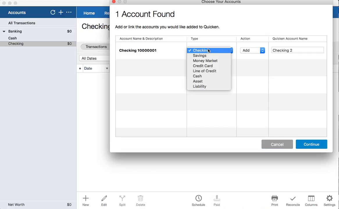 CSV2QFX Mac Step 11: Data Account ID in Quicken