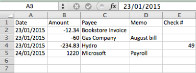 Excel to QBO converter transactions