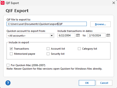 extract transactions from QIF files