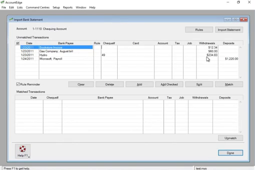 How to import a CSV file into AccountEdge Pro 2015 Step 11: amount imported