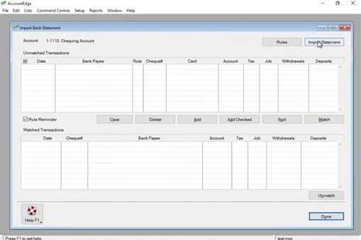How to import a CSV file into AccountEdge Pro 2015 Step 9: import statement
