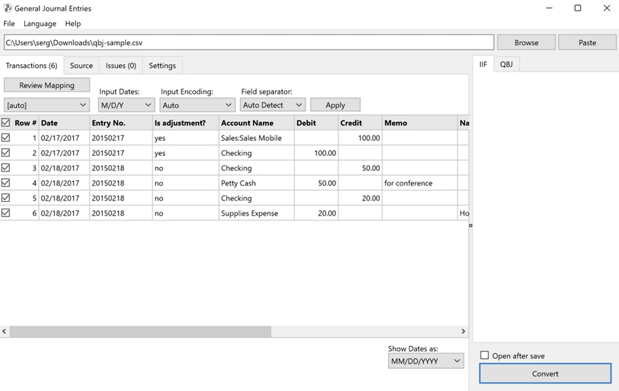 Import Excel Entries to Quickbooks (no tools)