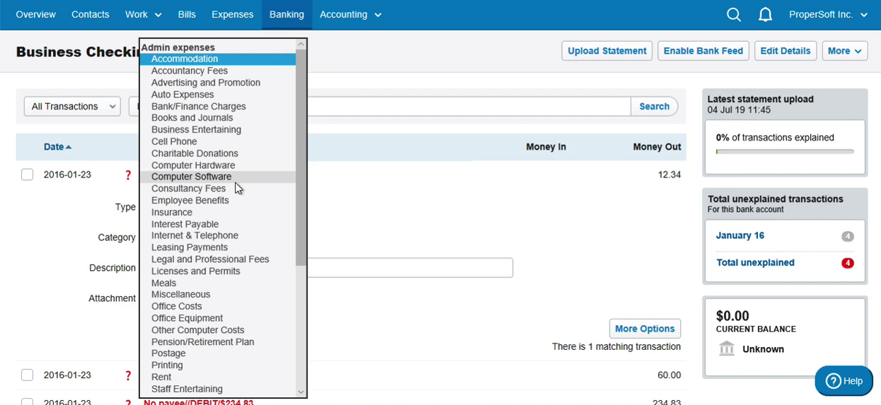Import OFX into FreeAgent Step 10: select category