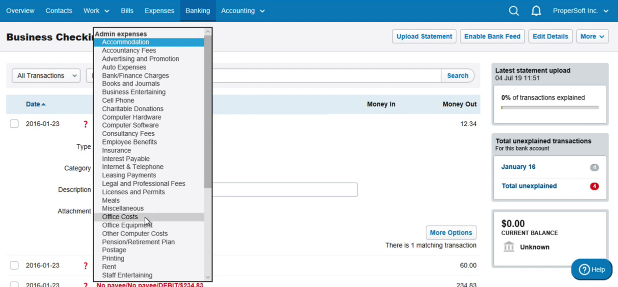 Import QBO into FreeAgent Step 10: select category