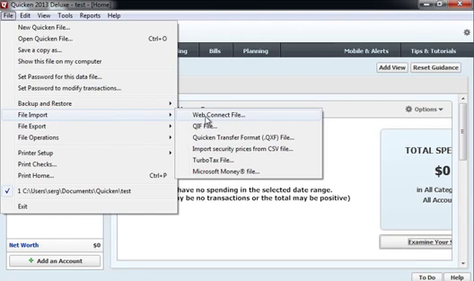 How to import QFX Web Connect files as QIF files into Quicken 2013 or earlier Step 2: ile import