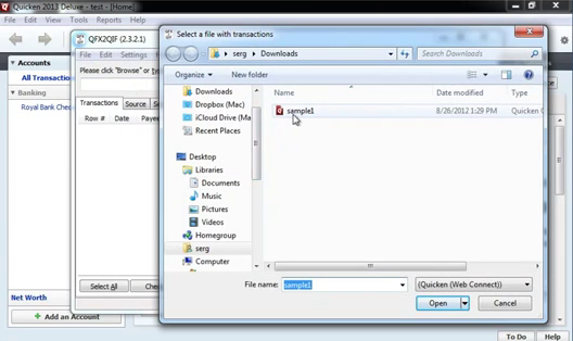 How to import QFX Web Connect files as QIF files into Quicken 2013 or earlier Step 8: open qfx file