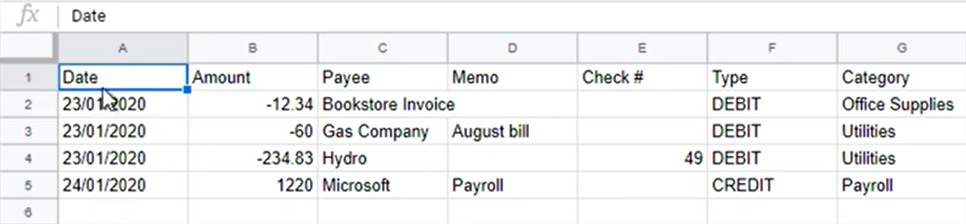 Mapping CSV files Step 3: spreadsheet form