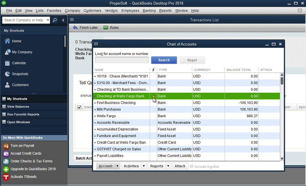 Bank2QBO Windows Step 9: yellow strike icon in Quickbooks