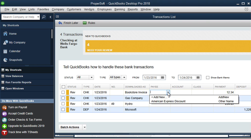 QIF2QBO: Convert QIF to QBO and import into Quickbooks Step 18: payee