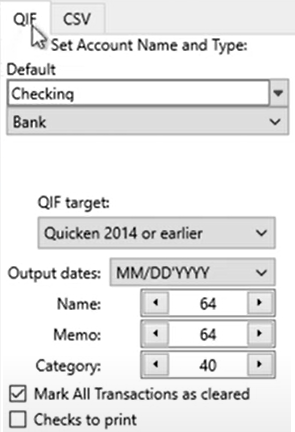 Set attributes for the QIF files Step 2: right panel QIF Tab