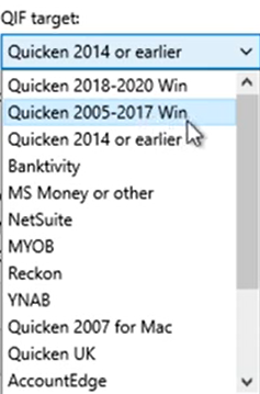 Set attributes for the QIF files Step 4: QIF Target Quicken 2005