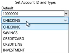 Set parameters to convert to the QFX format Step 4: Account Type