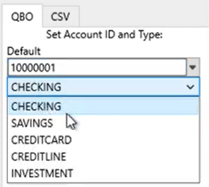 Setting attributes QBO files Step 2: Account ID