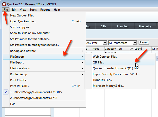 how to import qif file into quicken